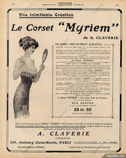 A.Claverie (Corsetmaker) 1911 "Myriem"