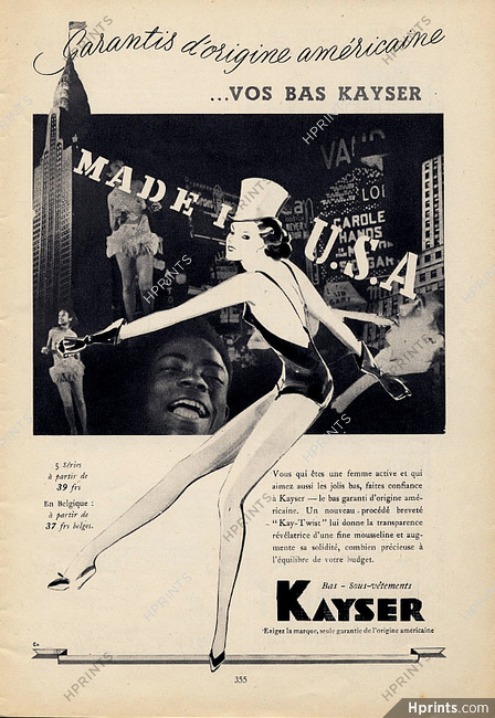 Kayser (Hosiery) 1943 American Chorus Girl, Made in USA