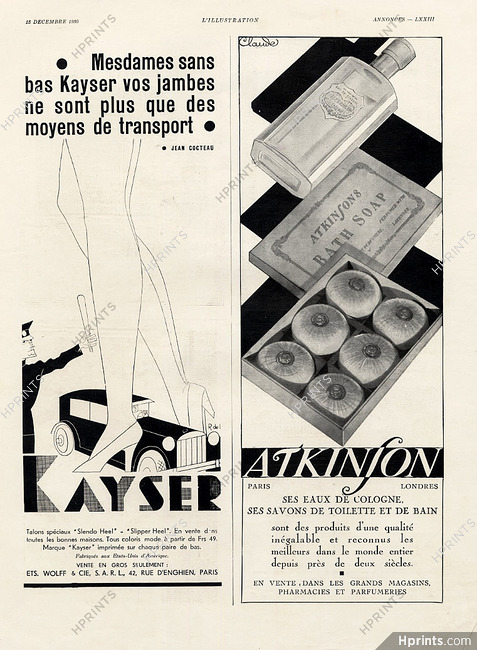 Kayser (Hosiery) & Atkinson 1930 Raymond de Lavererie, Jean Cocteau