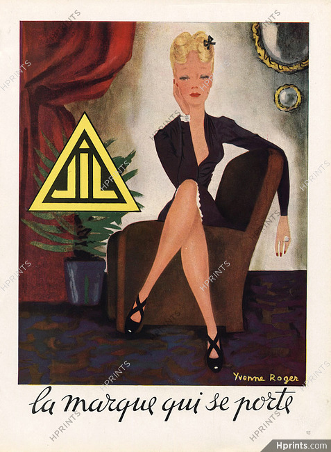 JIL André Gillier (Stockings) 1946 Yvonne Roger, "la marque qui se porte"