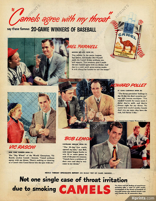 Camel 1949 Winners of Baseball, propaganda