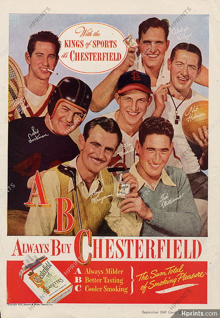 Chesterfield (Cigarettes, Tobacco Smoking) 1947 Sportsman