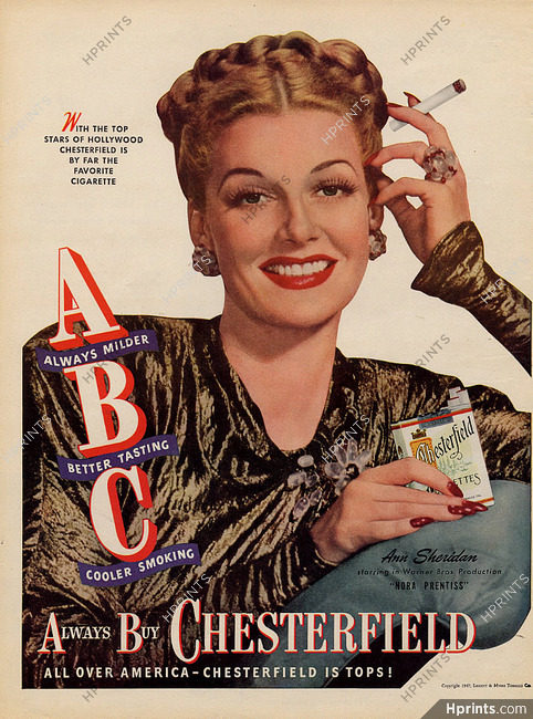 Chesterfield (Cigarettes, Tobacco Smoking) 1947 Ann Sheridan