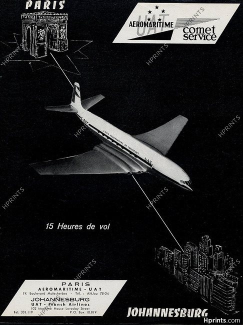 U.A.T (Airlines) 1962 Paris-Johannesburg