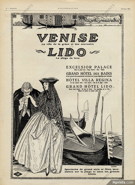 Hôtel Lido Venise 1925 D. Gobbi, Carnival Costume, Venice