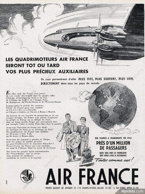Air France 1952 Airplane Globe, World