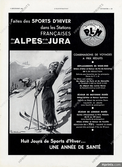 Alpes & Jura (Winter Sports) 1934 Paul Ordner, Skiing