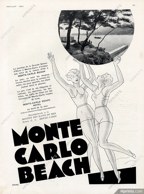Monte Carlo Beach 1931 Bathing Beauty