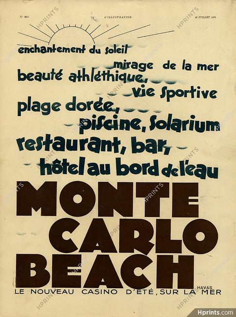 Monte Carlo Beach 1931 — Tourism — Advertisement