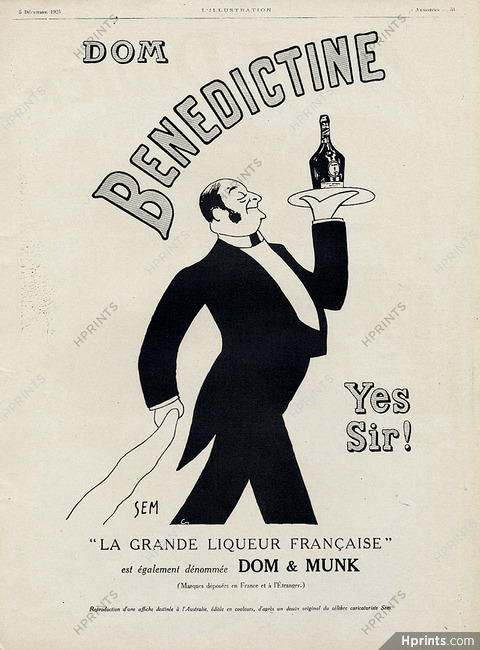 Bénédictine 1925 SEM, waiter, Dom & Munk