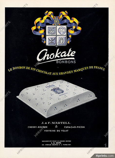 Chokate Bonbons 1947 J & F Martell