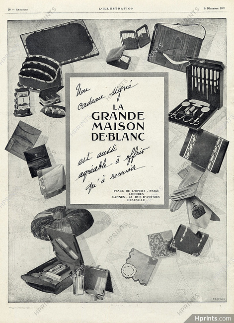 La Grande Maison de Blanc 1925 Cadeaux, Fashion Goods