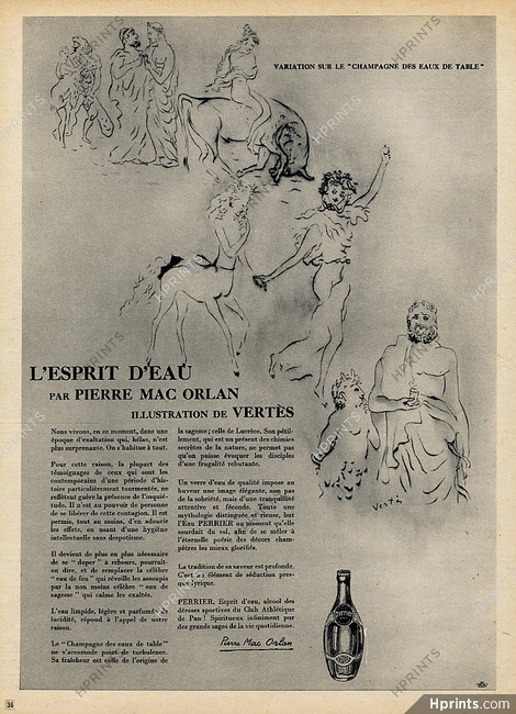 Perrier 1942 Vertès, Text Pierre Mac Orlan