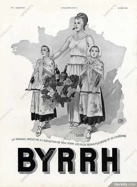 Byrrh 1939 Thuir, grapes harvest, Léonnec, Marianne