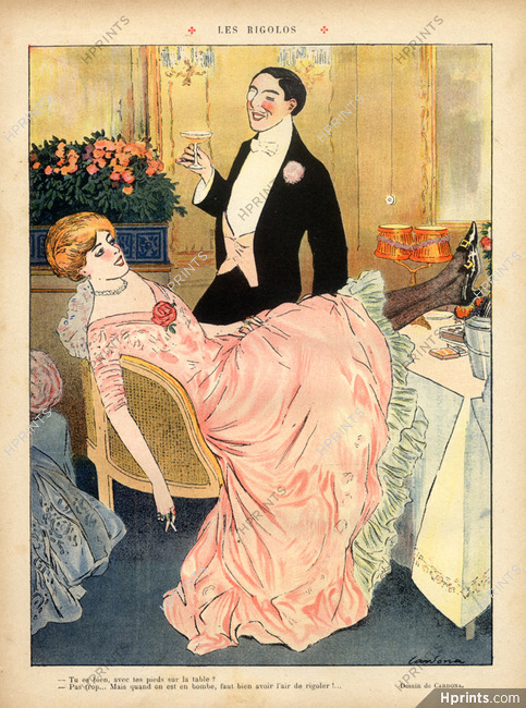 Cardona 1910 "The Fun" Fashion illustration Dress, Elegant Smoker