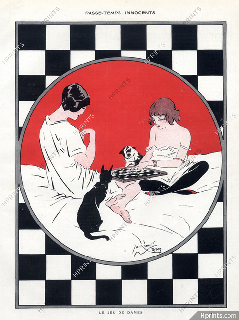Jacques Nam 1913 Le Jeu de Dames Checkers Cat