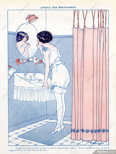 Fabien Fabiano 1913 Making-up Sexy Looking Girl Babydoll Negligee