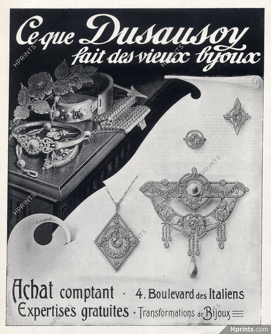 Dusausoy (Jewels) 1910 Bracelet, Brooch, Pendant, Art Nouveau