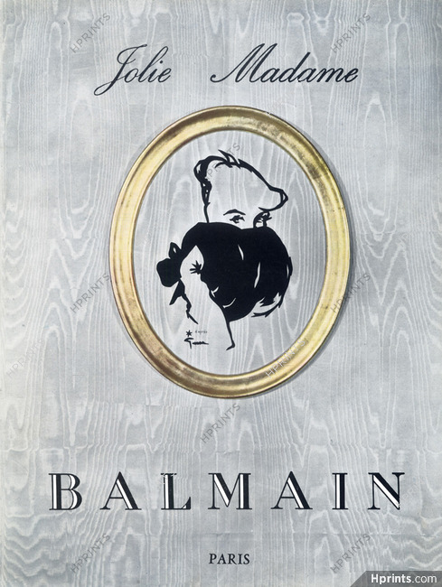 Pierre Balmain (Perfumes) 1954 Jolie Madame, Muffs, René Gruau