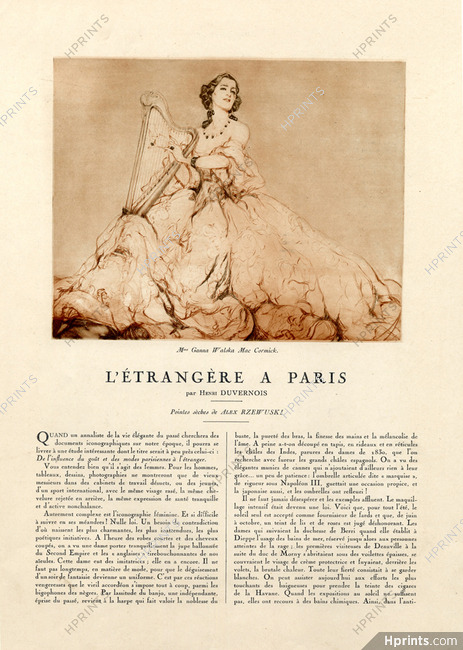 L'Étrangère à Paris, 1925 - Rzewuski Ganna Walska Mac Cormick, Mable Boll, Mrs Dudley Ward, Gladys Cooper Portrait, Text by Henri Duvernois, 4 pages