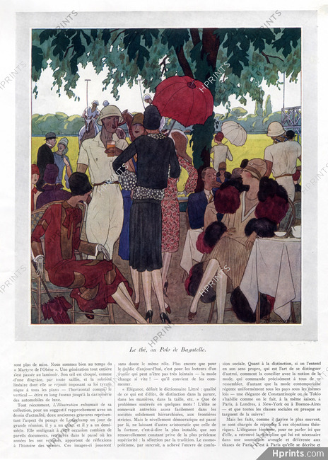 Le thé, au Polo de Bagatelle, 1926 - Pierre Mourgue Elegant Parisienne