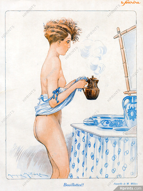 Maurice Millière 1926 Wash Sexy Girl Nude