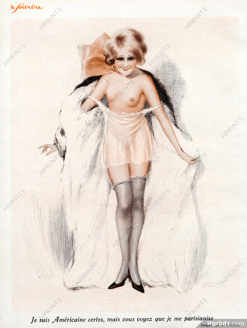 Gaston Cirmeuse 1926 Sexy Looking Girl Topless Lingerie