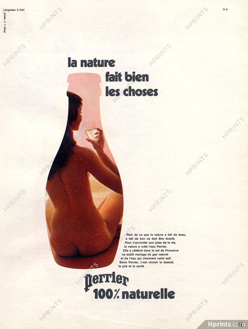 Perrier (Water) 1971 Bottle, Nude, Photo Dewolf
