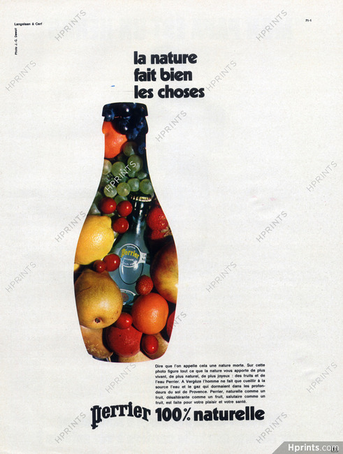 Perrier (Drinks) 1971 La Nature fait bien les Choses...Bottle Fruits