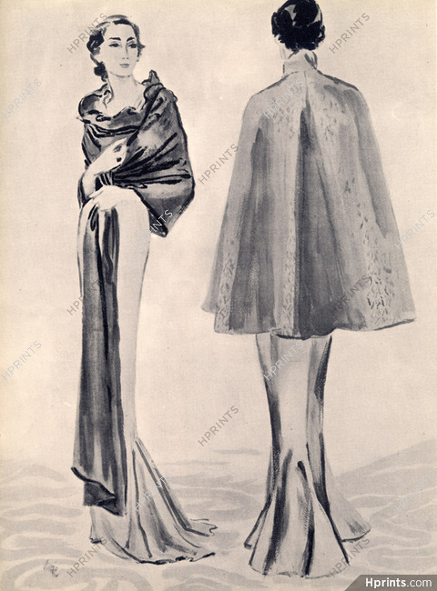 Augustabernard & Schiaparelli 1933 Eric Evening Gown Fashion Illustration