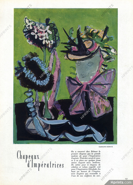Caroline Reboux 1946 "Chapeaux d'Impératrice" par A. C. - Hats for Impératrice Eugénie, Elisabeth