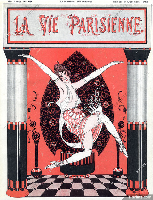 Armand Vallée 1913 Chorus Girl Topless Dancer Art Deco
