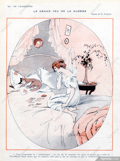 René Préjelan 1915 Girl on her Bed, Cat