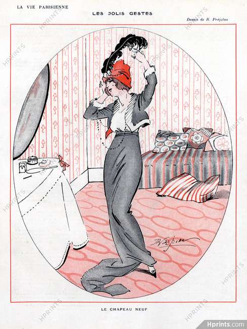 René Préjelan 1913 Elegant Parisienne, New Hat