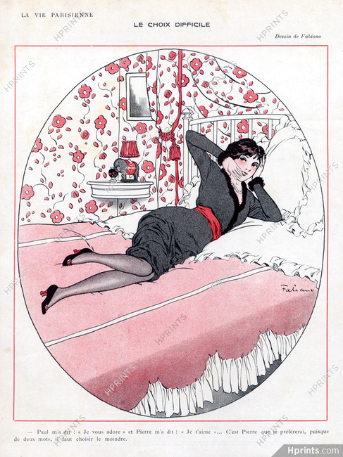 Fabien Fabiano 1913 Attractive Girl, Interior Decoration
