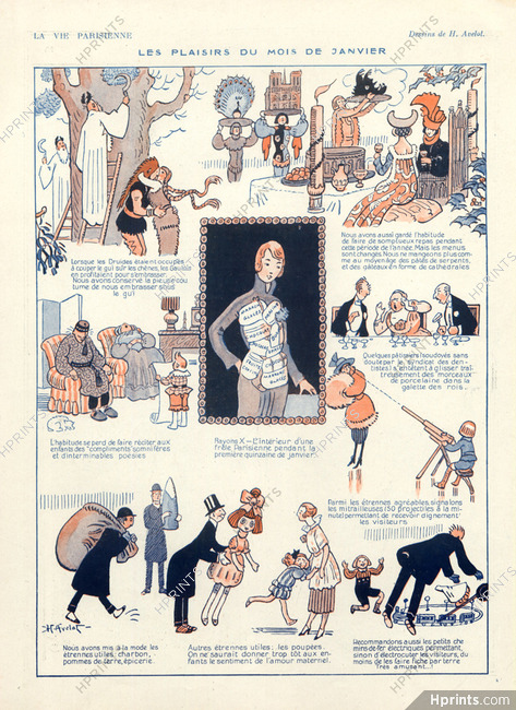 Henri Avelot 1921 Les Plaisirs du Mois de Janvier, Comic Strip