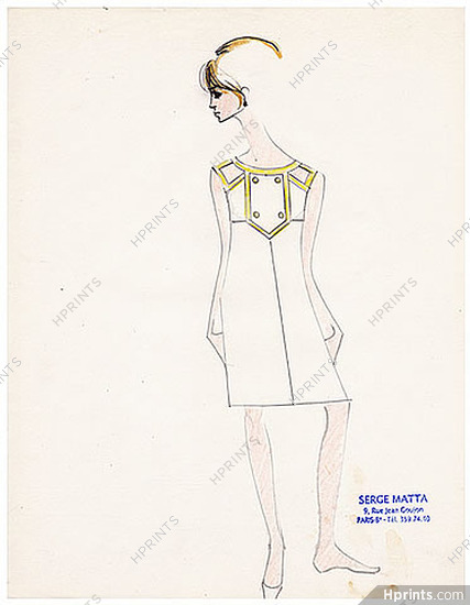 Serge Matta 1960 Original Fashion Drawing N°10