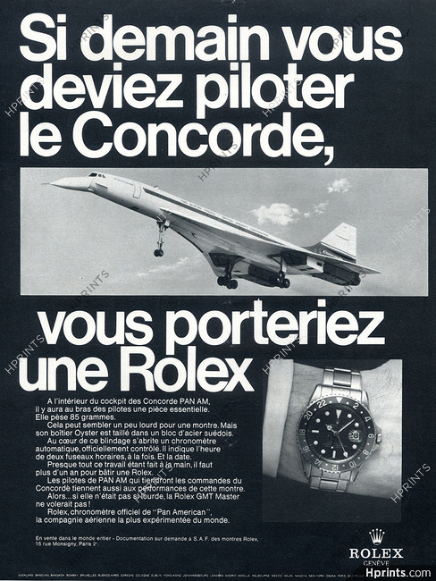 Rolex (Watches) 1969 Chronometre Concorde Airplane