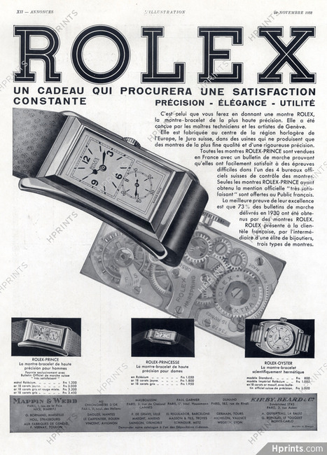 Rolex (Watches) 1932 Models Oyster, Prince, Princesse