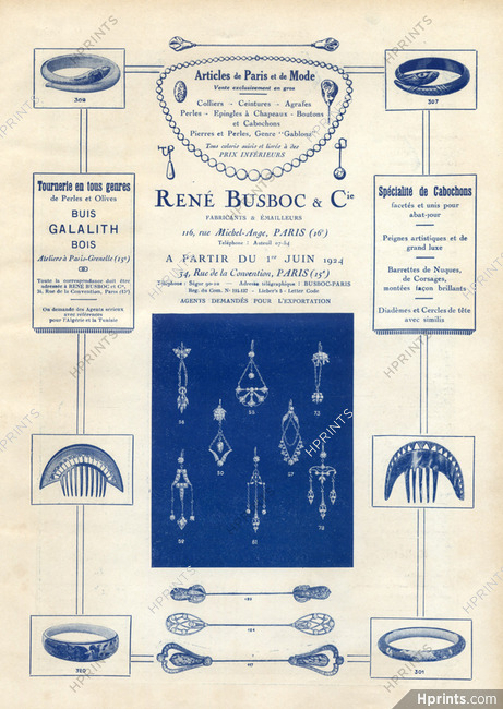 René Busboc & C° (Jewels) 1924 Art Nouveau Style