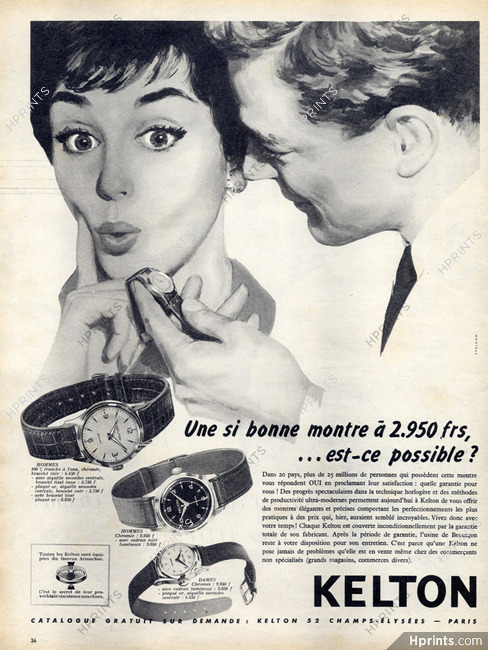 Kelton (Watches) 1959 R. Keller — Advertisement