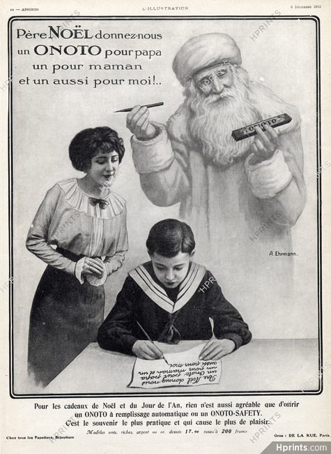 Onoto (Pens) 1913 Santa, Ehrmann