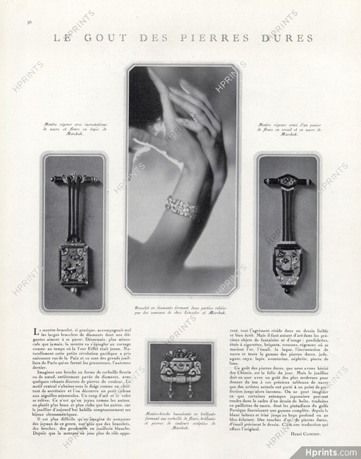Le Goût des Pierres Dures, 1927 - Marchak & Robert Linzeler Chinese Style, Watch Regence, Watch-Brooch, Diamond Bracelet, Texte par Henri Clouzot