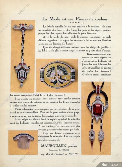 Mauboussin 1926 Bracelet-Montre, Face à Main, Broche, Art Deco
