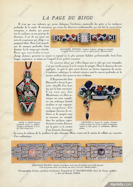 Mauboussin (Jewels) 1926 Watch Regence, Brooch,Pendant, Comb, Art Deco