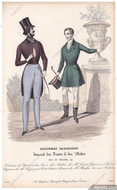 Le Journal des Dames et des Modes 1838 Costume Parisien N°3545 Men