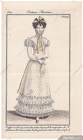 Le Journal des Dames et des Modes 1821 Costume Parisien N°2019