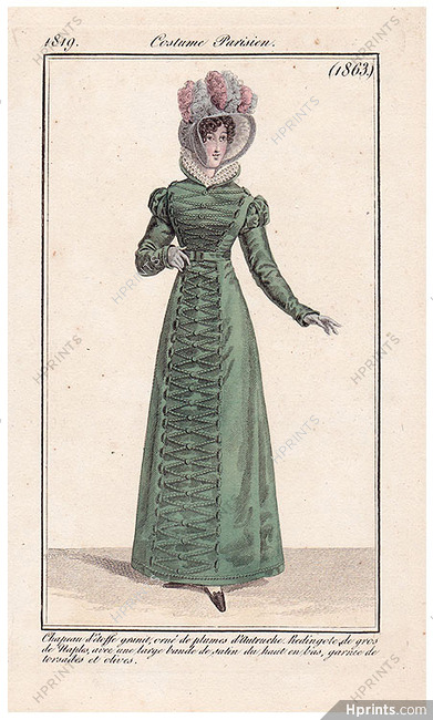 Le Journal des Dames et des Modes 1819 Costume Parisien N°1863