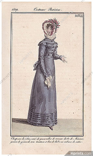 Le Journal des Dames et des Modes 1819 Costume Parisien N°1854