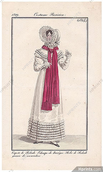 Le Journal des Dames et des Modes 1819 Costume Parisien N°1824